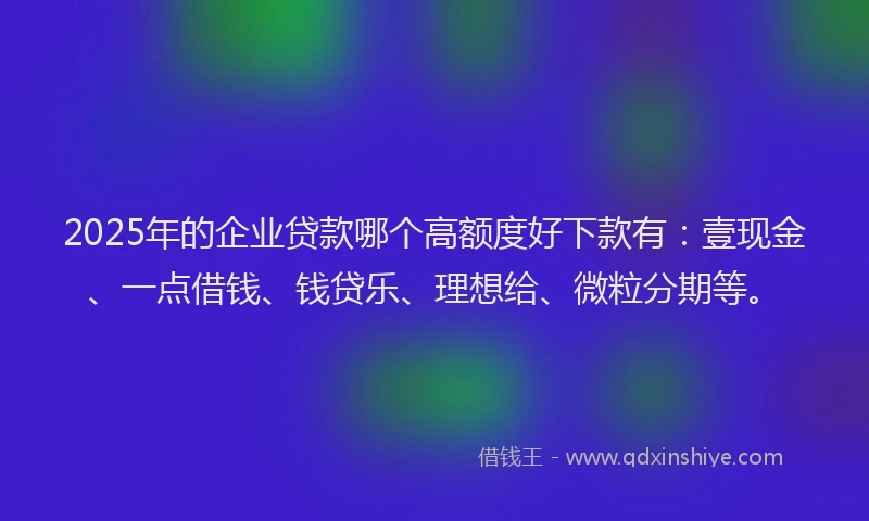 2025年的企业贷款哪个高额度好下款有：壹现金、一点借钱、钱贷乐、理想给、微粒分期等。