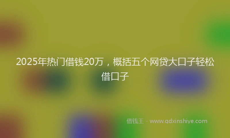 2025年热门借钱20万，概括五个网贷大口子轻松借口子