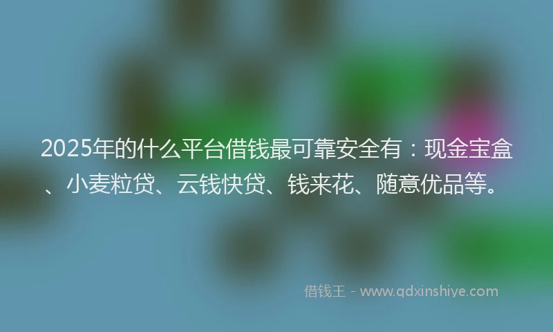 2025年的什么平台借钱最可靠安全有：现金宝盒、小麦粒贷、云钱快贷、钱来花、随意优品等。