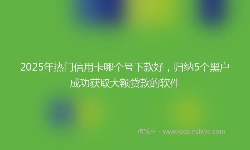 2025年热门信用卡哪个号下款好，归纳5个黑户成功获取大额贷款的软件
