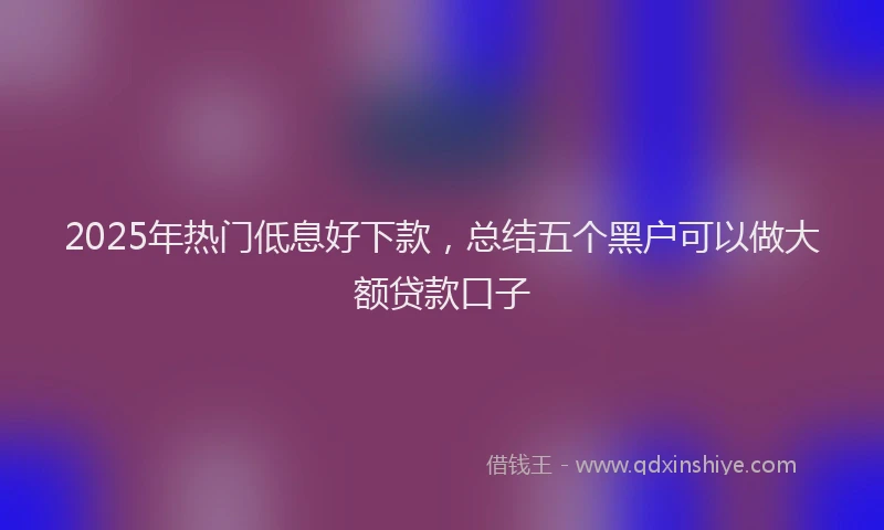 2025年热门低息好下款，总结五个黑户可以做大额贷款口子