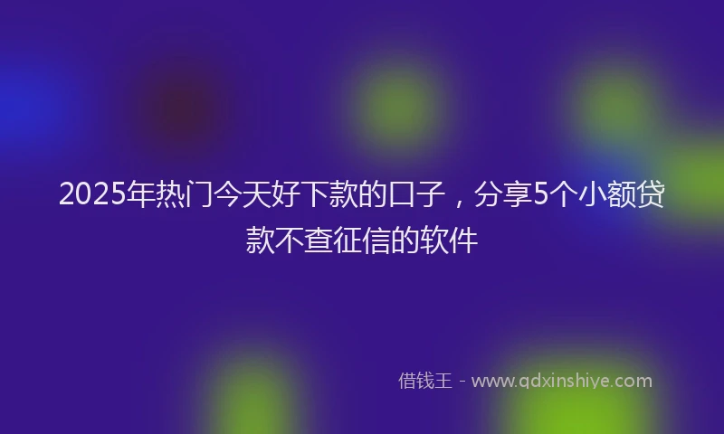 2025年热门今天好下款的口子，分享5个小额贷款不查征信的软件