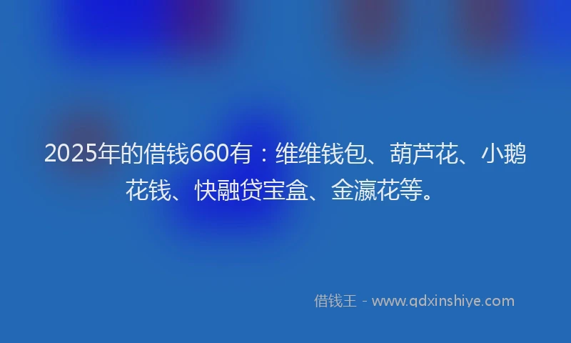 2025年的借钱660有：维维钱包、葫芦花、小鹅花钱、快融贷宝盒、金瀛花等。