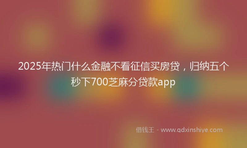 2025年热门什么金融不看征信买房贷，归纳五个秒下700芝麻分贷款app