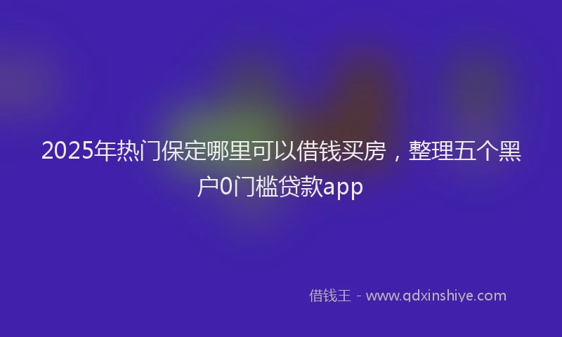 2025年热门保定哪里可以借钱买房，整理五个黑户0门槛贷款app