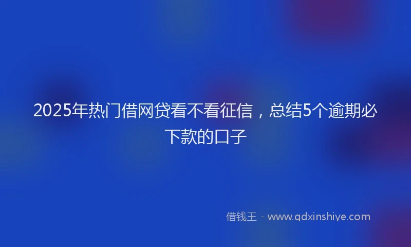 2025年热门借网贷看不看征信，总结5个逾期必下款的口子