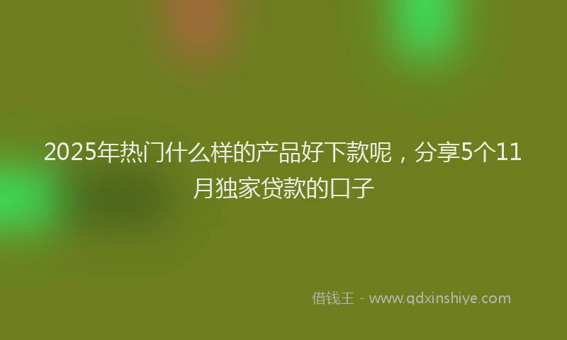 2025年热门什么样的产品好下款呢，分享5个11月独家贷款的口子