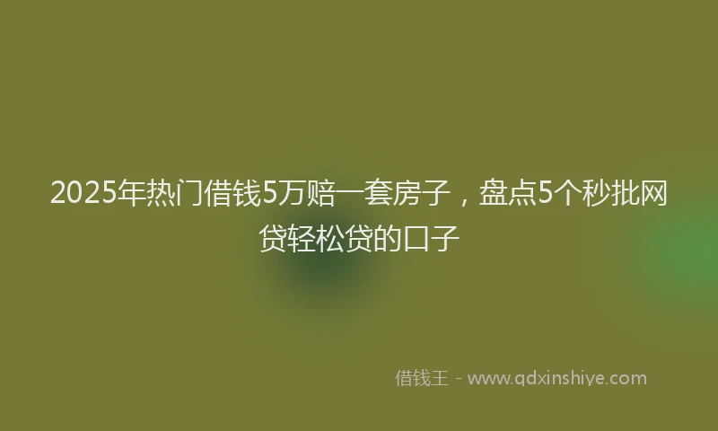 2025年热门借钱5万赔一套房子，盘点5个秒批网贷轻松贷的口子