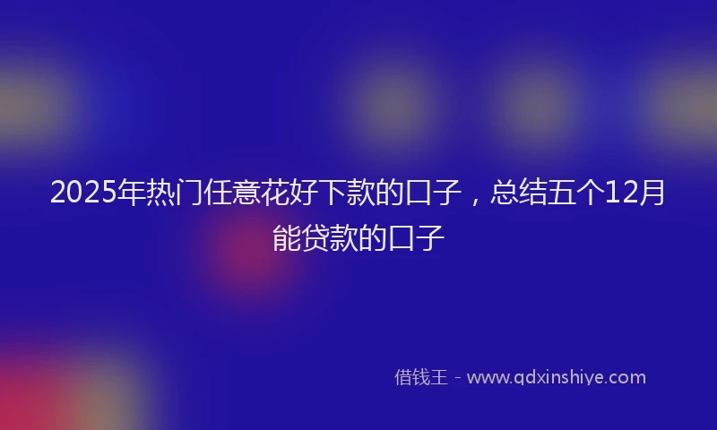 2025年热门任意花好下款的口子，总结五个12月能贷款的口子