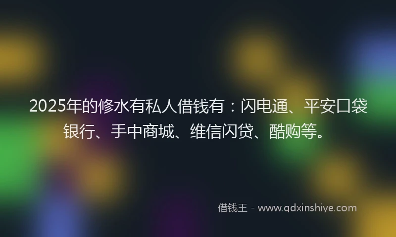 2025年的修水有私人借钱有：闪电通、平安口袋银行、手中商城、维信闪贷、酷购等。