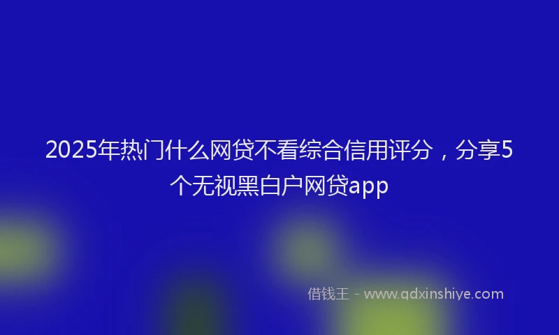 2025年热门什么网贷不看综合信用评分，分享5个无视黑白户网贷app