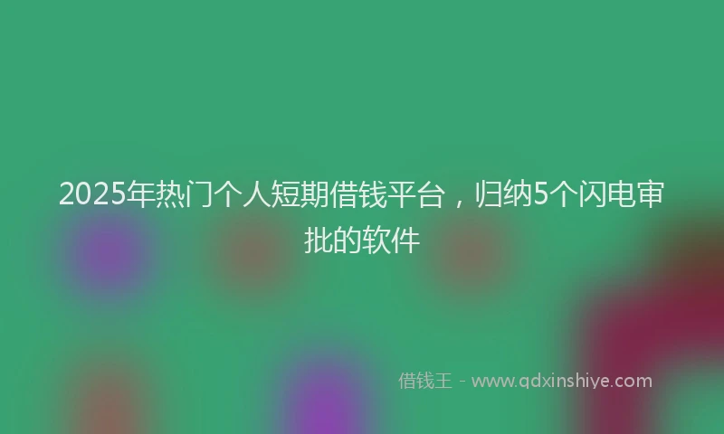 2025年热门个人短期借钱平台，归纳5个闪电审批的软件