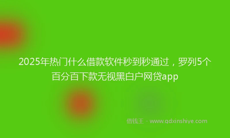 2025年热门什么借款软件秒到秒通过，罗列5个百分百下款无视黑白户网贷app