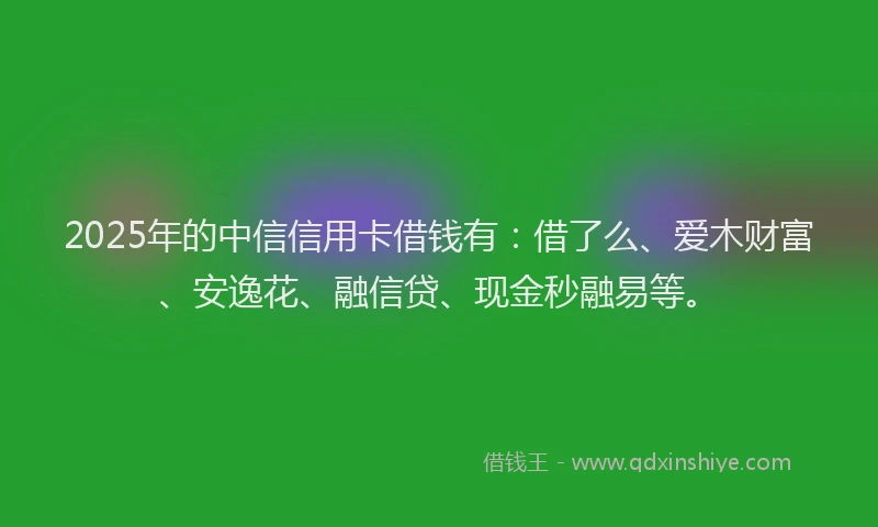 2025年的中信信用卡借钱有：借了么、爱木财富、安逸花、融信贷、现金秒融易等。