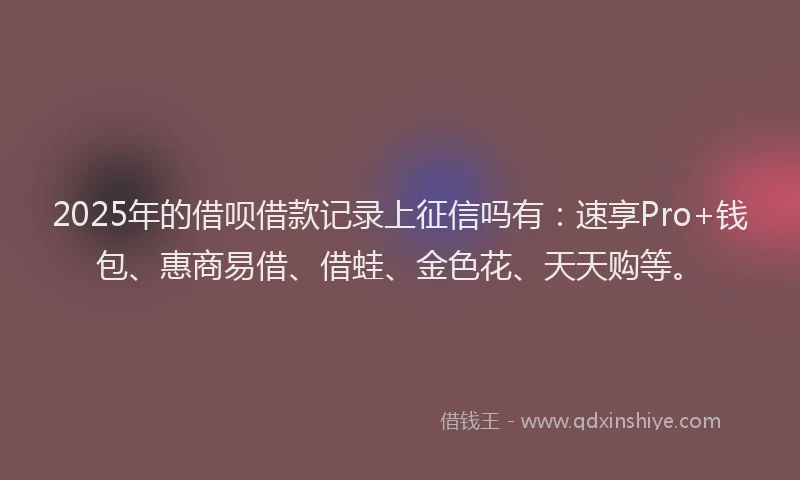2025年的借呗借款记录上征信吗有：速享Pro+钱包、惠商易借、借蛙、金色花、天天购等。