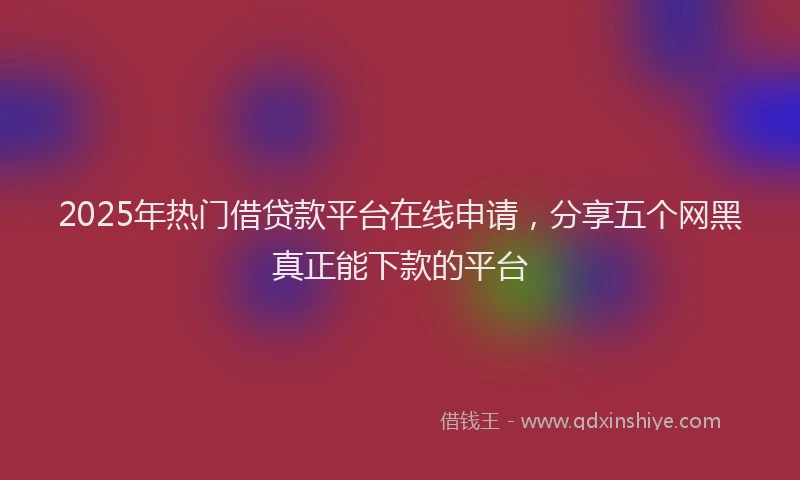 2025年热门借贷款平台在线申请，分享五个网黑真正能下款的平台