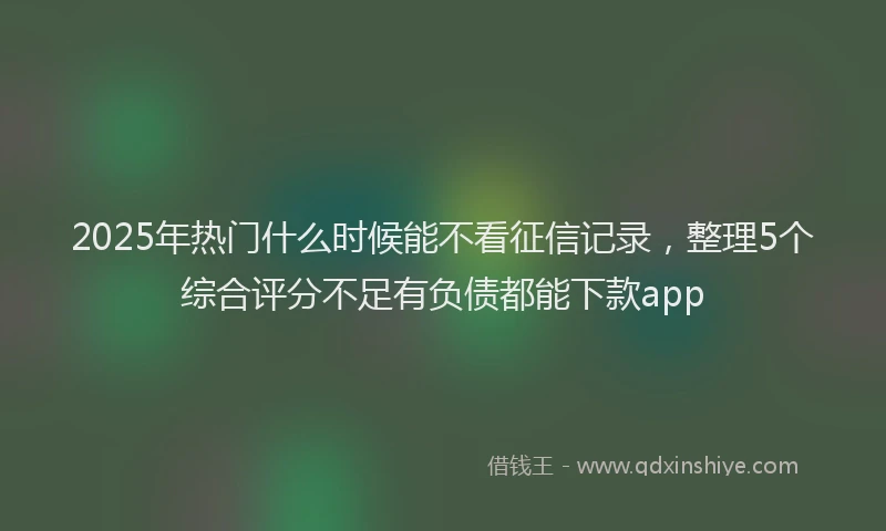 2025年热门什么时候能不看征信记录，整理5个综合评分不足有负债都能下款app