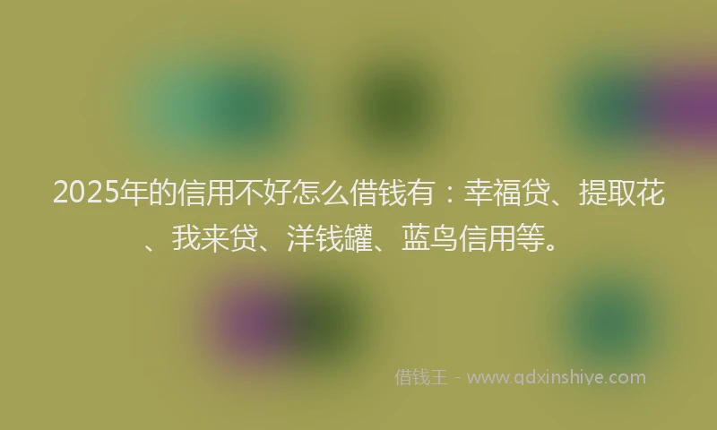 2025年的信用不好怎么借钱有：幸福贷、提取花、我来贷、洋钱罐、蓝鸟信用等。