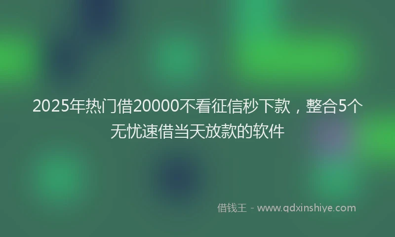 2025年热门借20000不看征信秒下款，整合5个无忧速借当天放款的软件