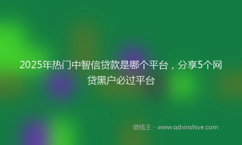 2025年热门中智信贷款是哪个平台，分享5个网贷黑户必过平台