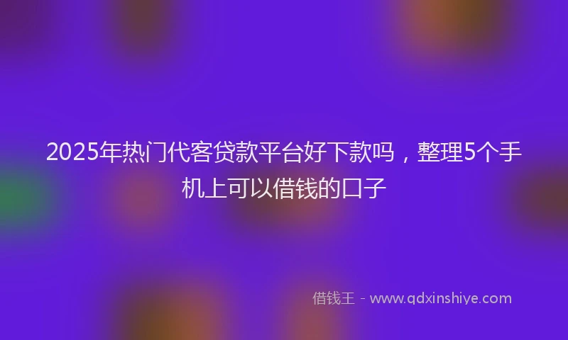 2025年热门代客贷款平台好下款吗，整理5个手机上可以借钱的口子