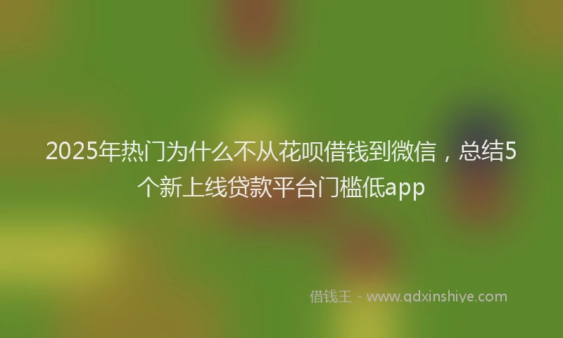 2025年热门为什么不从花呗借钱到微信，总结5个新上线贷款平台门槛低app