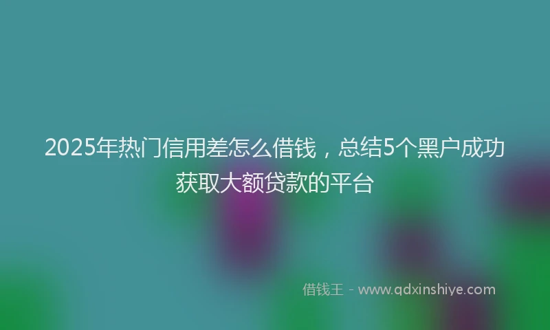 2025年热门信用差怎么借钱，总结5个黑户成功获取大额贷款的平台