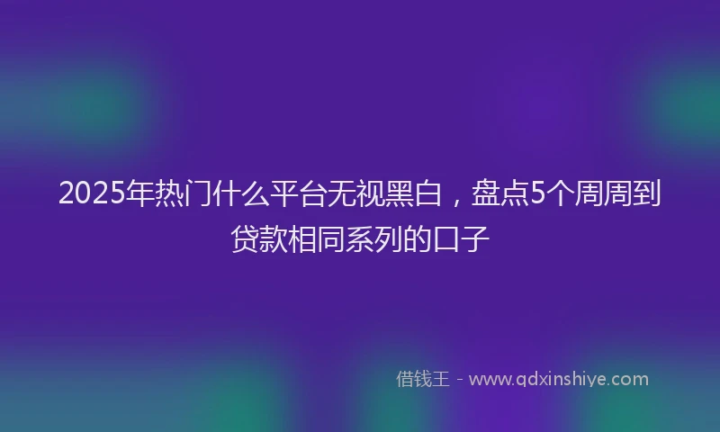 2025年热门什么平台无视黑白，盘点5个周周到贷款相同系列的口子