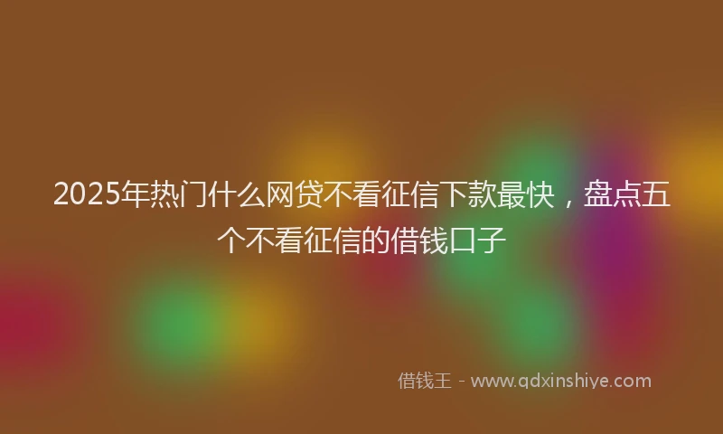 2025年热门什么网贷不看征信下款最快，盘点五个不看征信的借钱口子