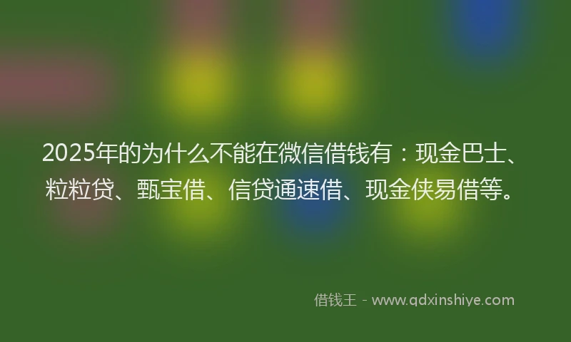 2025年的为什么不能在微信借钱有：现金巴士、粒粒贷、甄宝借、信贷通速借、现金侠易借等。