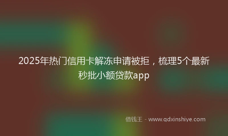 2025年热门信用卡解冻申请被拒，梳理5个最新秒批小额贷款app