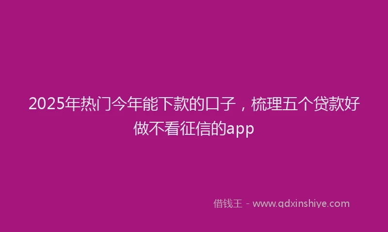 2025年热门今年能下款的口子，梳理五个贷款好做不看征信的app