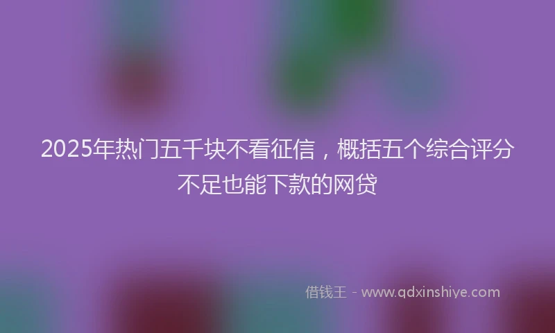 2025年热门五千块不看征信，概括五个综合评分不足也能下款的网贷
