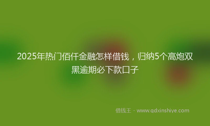 2025年热门佰仟金融怎样借钱，归纳5个高炮双黑逾期必下款口子