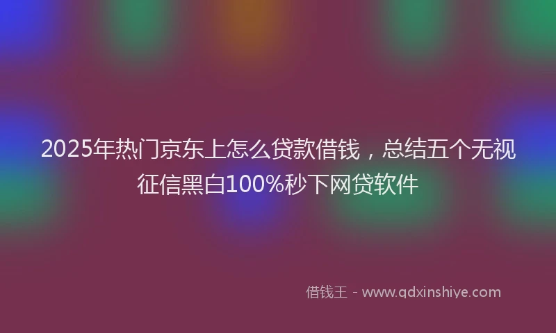 2025年热门京东上怎么贷款借钱，总结五个无视征信黑白100%秒下网贷软件