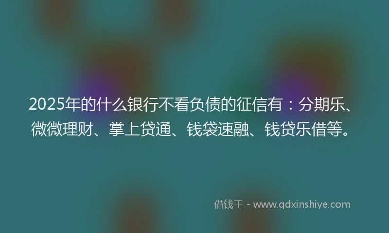 2025年的什么银行不看负债的征信有：分期乐、微微理财、掌上贷通、钱袋速融、钱贷乐借等。