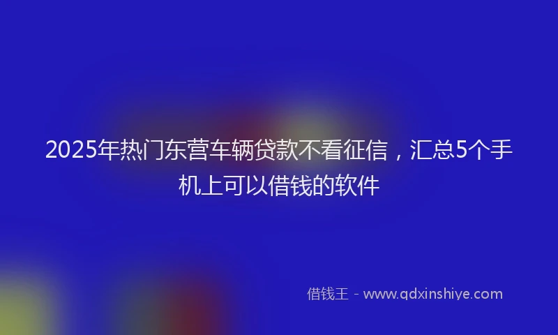 2025年热门东营车辆贷款不看征信，汇总5个手机上可以借钱的软件