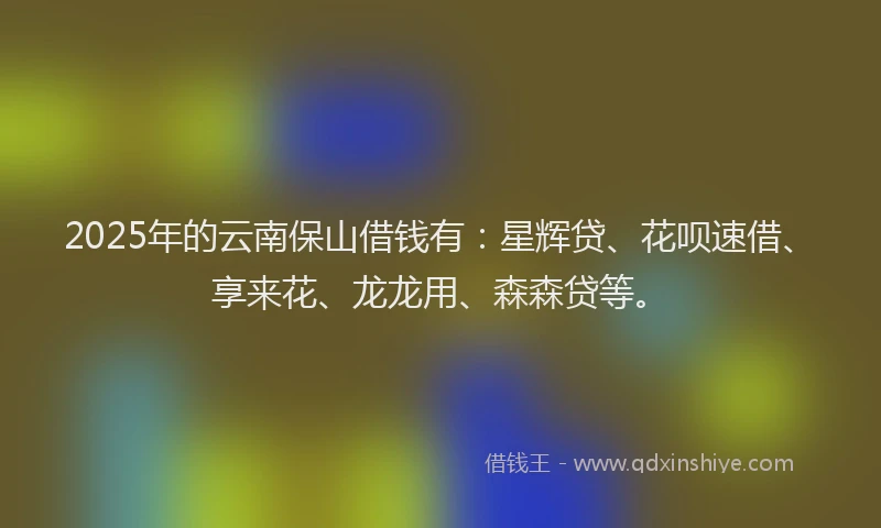 2025年的云南保山借钱有：星辉贷、花呗速借、享来花、龙龙用、森森贷等。