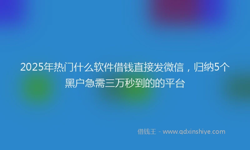 2025年热门什么软件借钱直接发微信，归纳5个黑户急需三万秒到的的平台