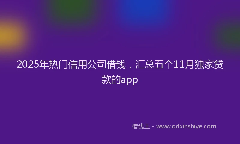 2025年热门信用公司借钱，汇总五个11月独家贷款的app