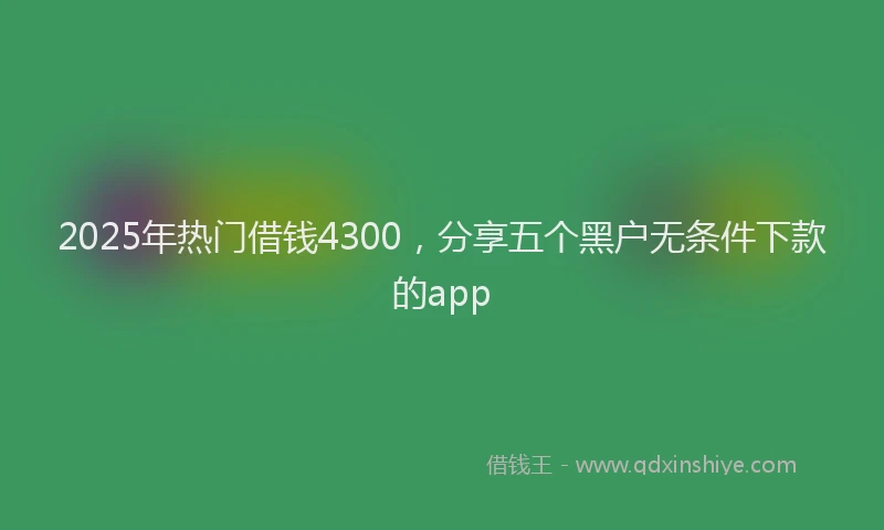 2025年热门借钱4300，分享五个黑户无条件下款的app