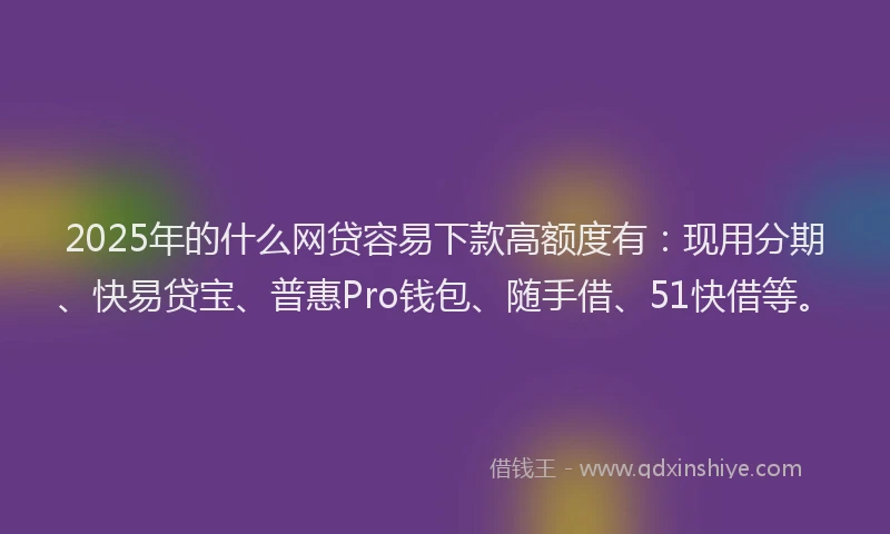 2025年的什么网贷容易下款高额度有：现用分期、快易贷宝、普惠Pro钱包、随手借、51快借等。
