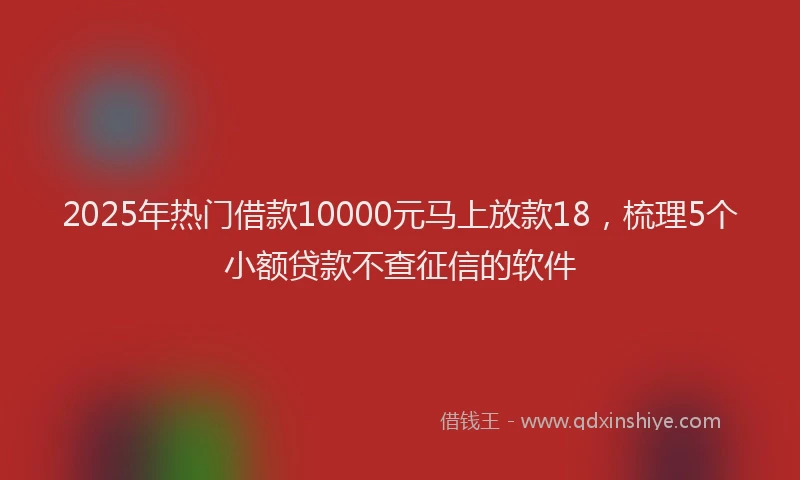 2025年热门借款10000元马上放款18，梳理5个小额贷款不查征信的软件