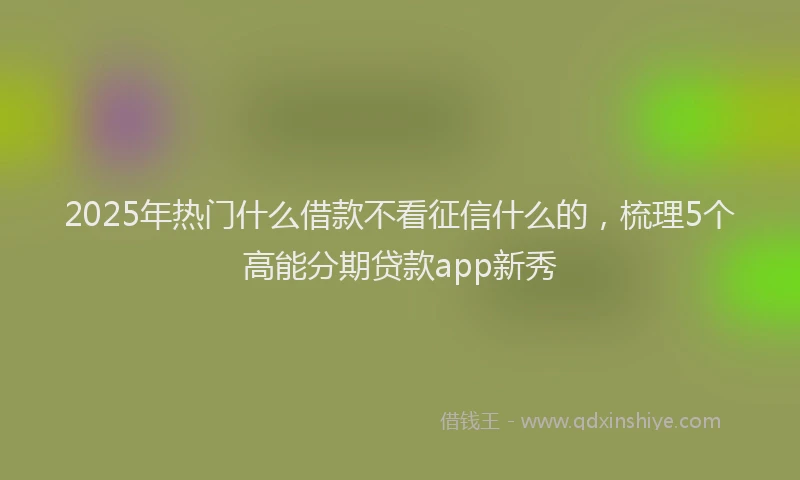 2025年热门什么借款不看征信什么的,梳理5个高能分期贷款app新秀
