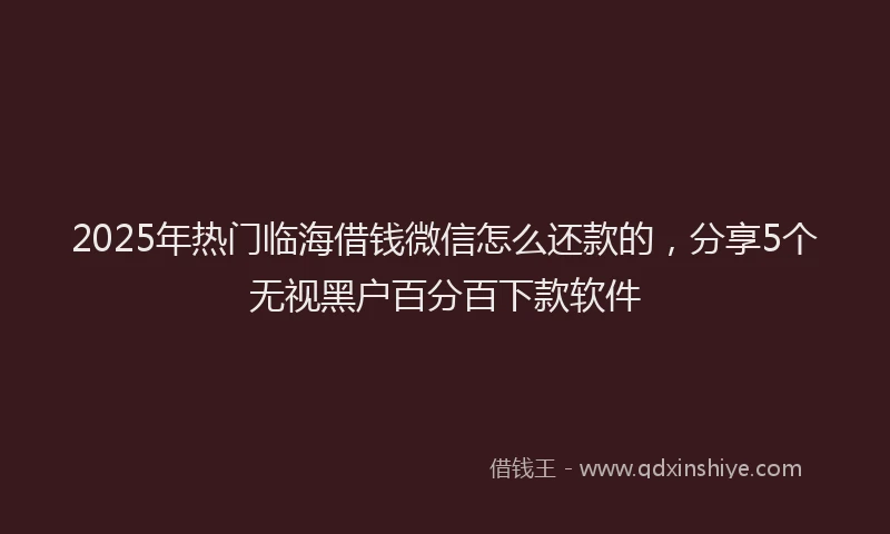 2025年热门临海借钱微信怎么还款的，分享5个无视黑户百分百下款软件