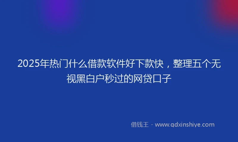 2025年热门什么借款软件好下款快，整理五个无视黑白户秒过的网贷口子