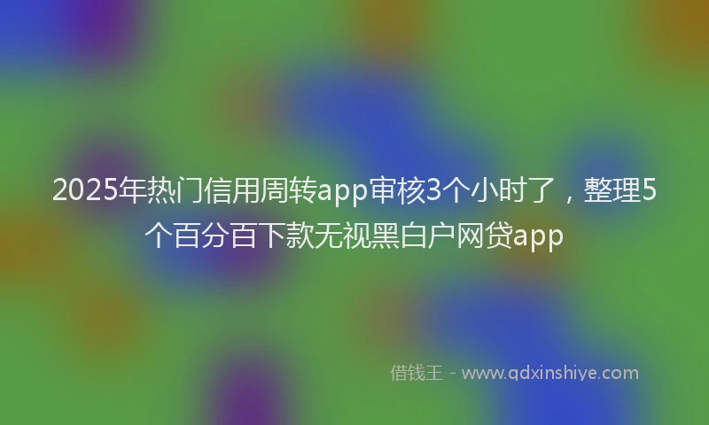2025年热门信用周转app审核3个小时了，整理5个百分百下款无视黑白户网贷app