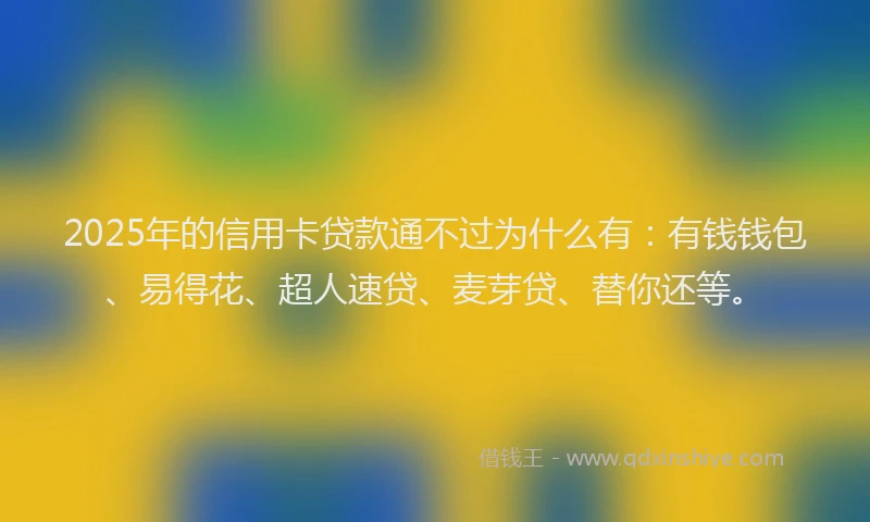 2025年的信用卡贷款通不过为什么有：有钱钱包、易得花、超人速贷、麦芽贷、替你还等。