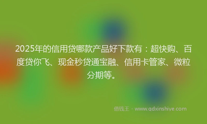 2025年的信用贷哪款产品好下款有：超快购、百度贷你飞、现金秒贷通宝融、信用卡管家、微粒分期等。