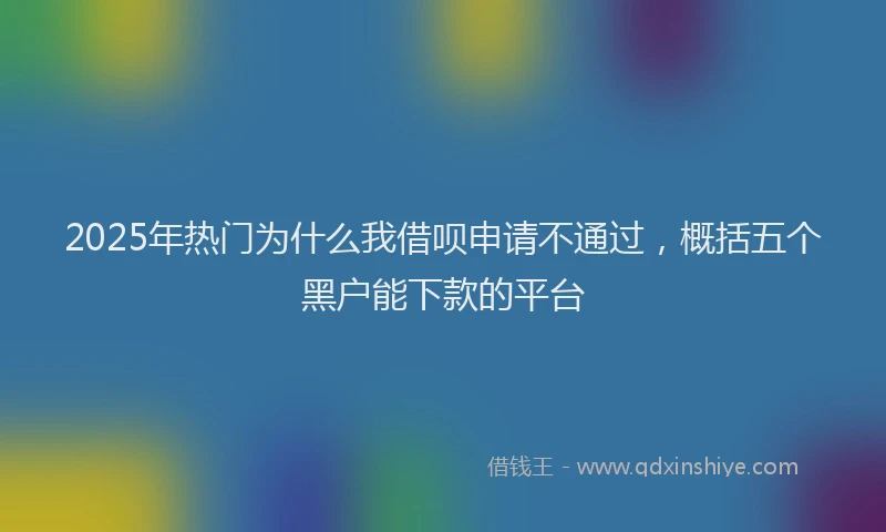 2025年热门为什么我借呗申请不通过，概括五个黑户能下款的平台